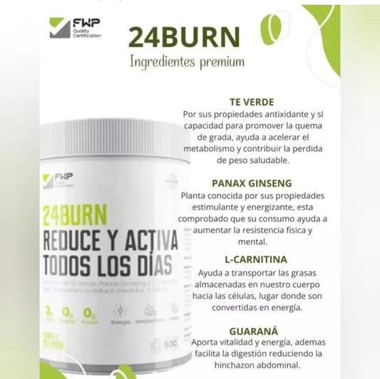 FWP Chile 24 Burn – Quemador de Grasa con Té Verde y Ginkgo, Sin Azúcar